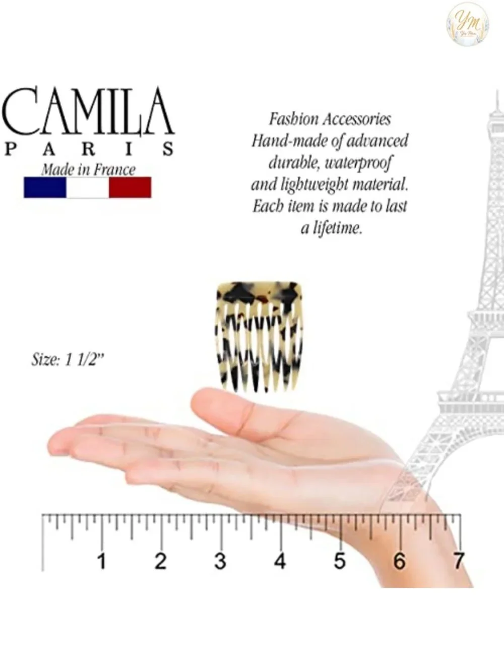 Handmade French Hair Side Comb Set Strong Hold Cellulose Acetate Up-Do Styling